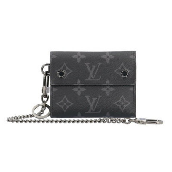 Louis Vuitton Monogram Eclipse Black Chain Wallet Tri - Picture 1 of 8
